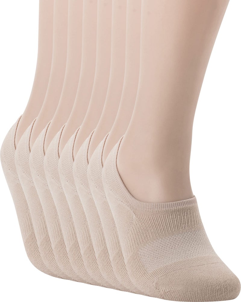 Pro Mountain No Show Socks Men Wide Toe Box For Health Y Heel Forefoot Size XL Beige 8 Pack Cotton Cushion Footies Sneakers Loafer Workout Running - Image 1